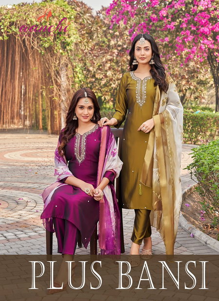 Plus Bansi By Aanchi Rangeela Silk Kurti With Bottom Dupatta Wholesale Online